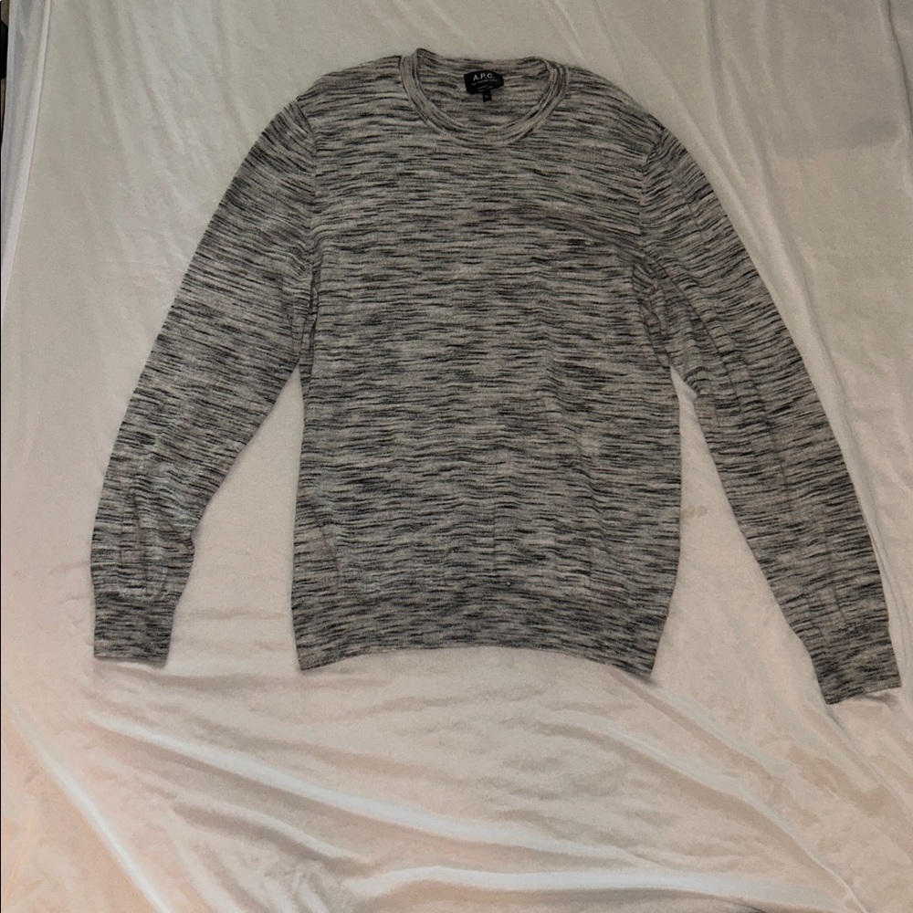 A.P.C. 100% Wool Marled Grey Crewneck Sweater - Men’s XL